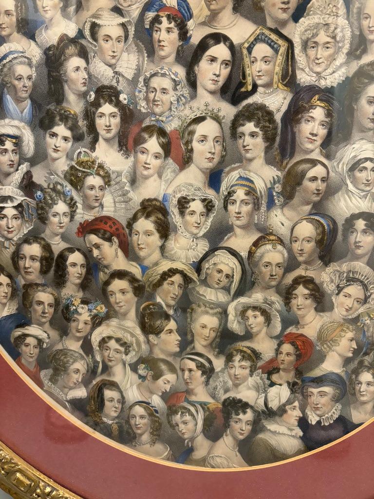 Giltwood 19th Century English Color Lithograph 'Eminent Women'  Gilt Wood Frame For Sale