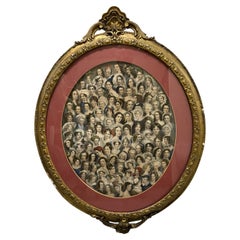 Lithographie anglaise en couleur du 19e siècle « Grandes femmes »  Cadre en bois doré