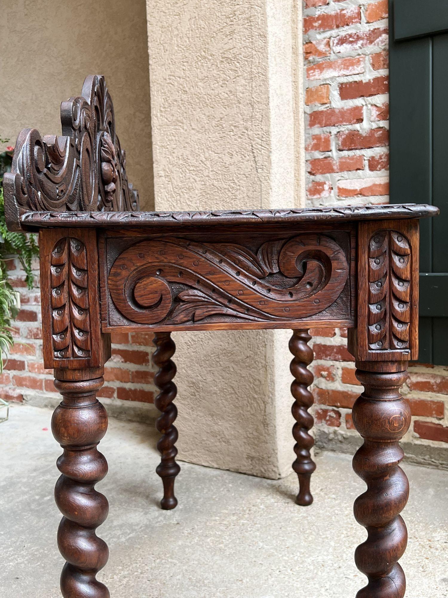 19th century English Console Foyer Sofa Table Barley Twist Carved Renaissance In Good Condition In Shreveport, LA