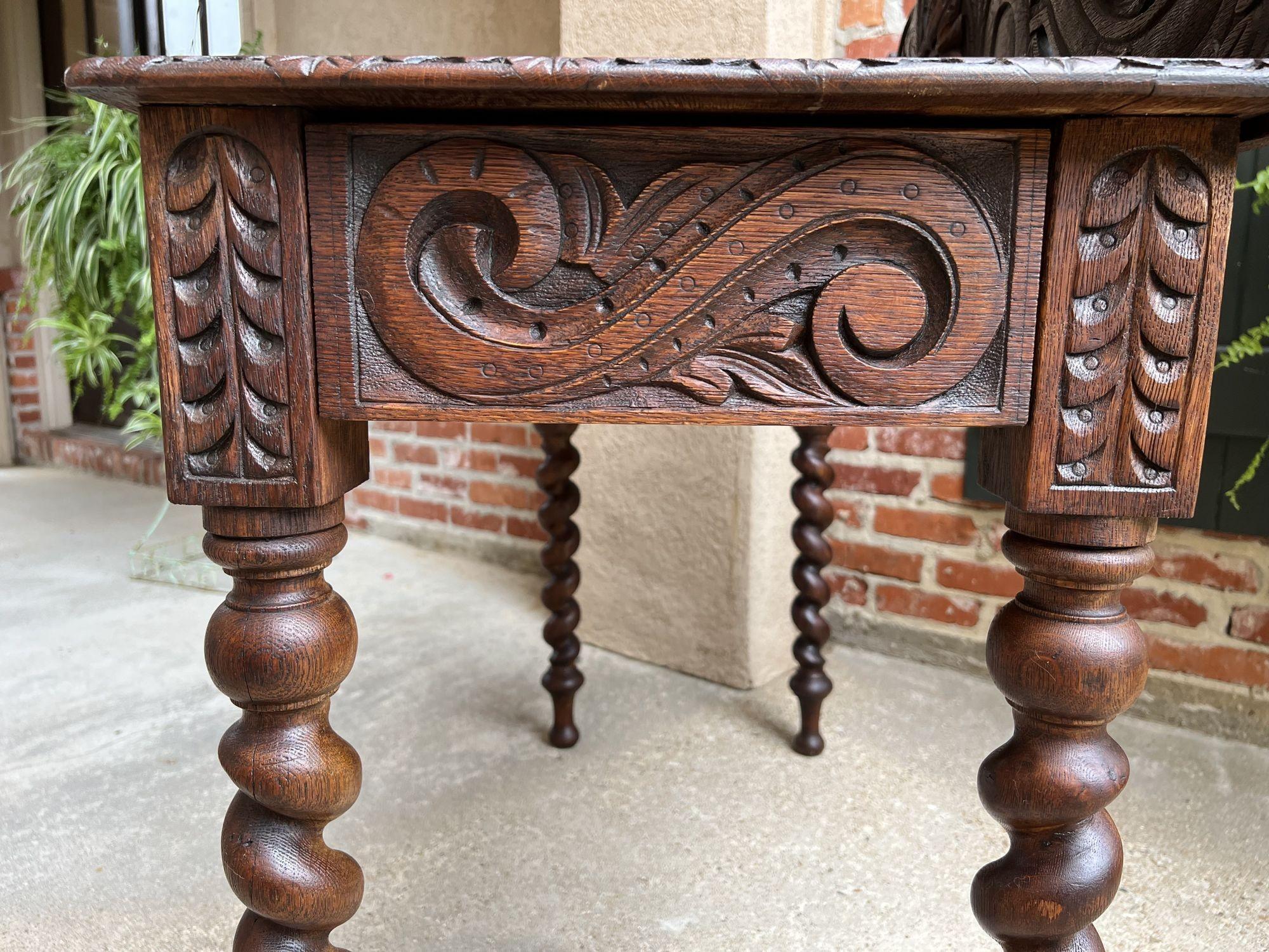 19th Century 19th century English Console Foyer Sofa Table Barley Twist Carved Renaissance