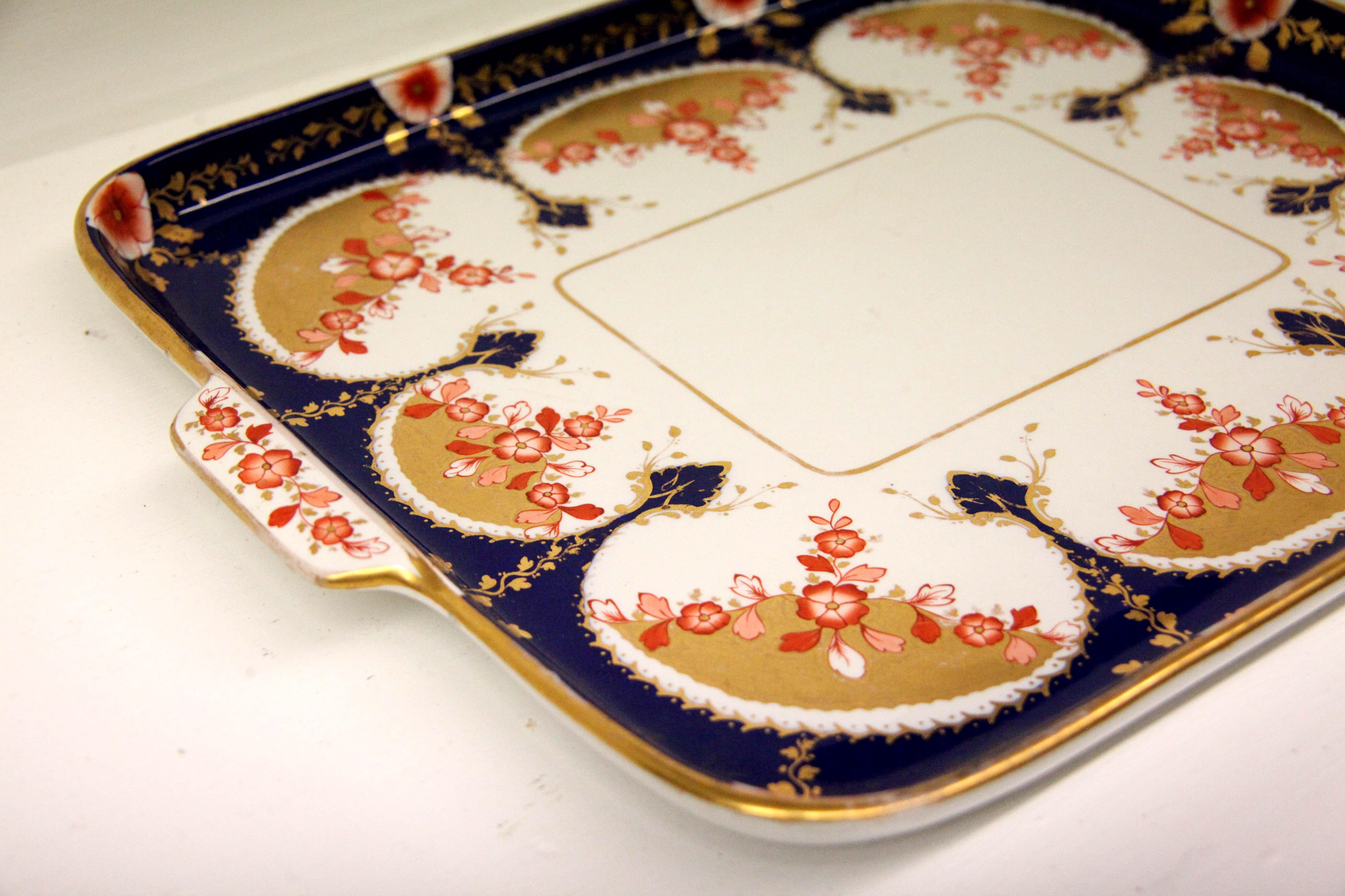 Gilt 19th Century English Copeland Porcelain Serving Tray For Sale