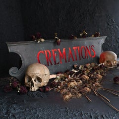 19th Century English Copper Illuminated Glass Cremations Sign