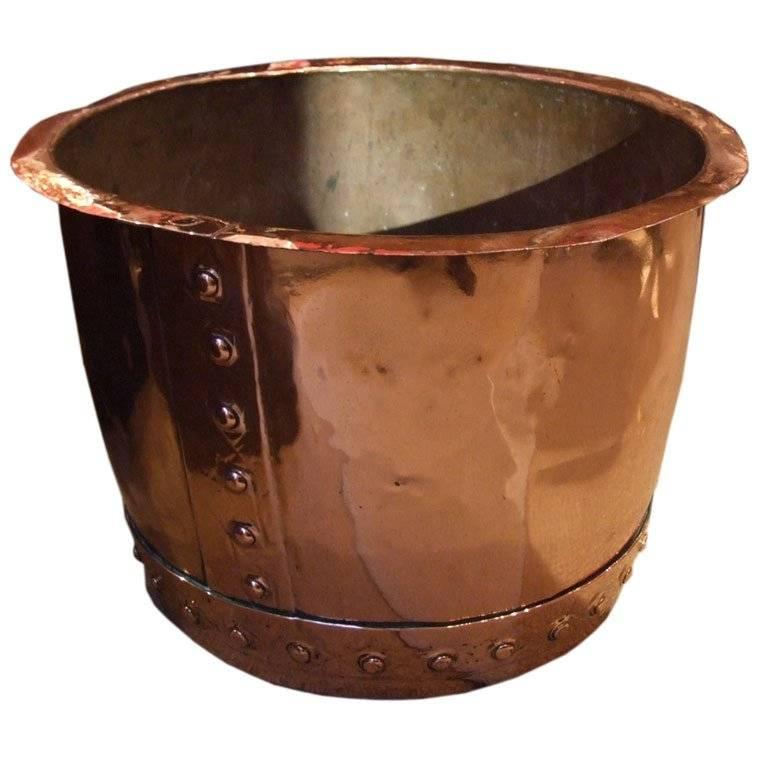 19th Century English Copper Log Bucket For Sale
