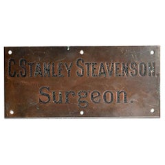 19th Century English Copper Surgeon Sign