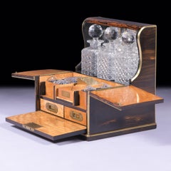 19th Century English Coromandel Tantalus & Smoker's Compendium by Mappin & Webb