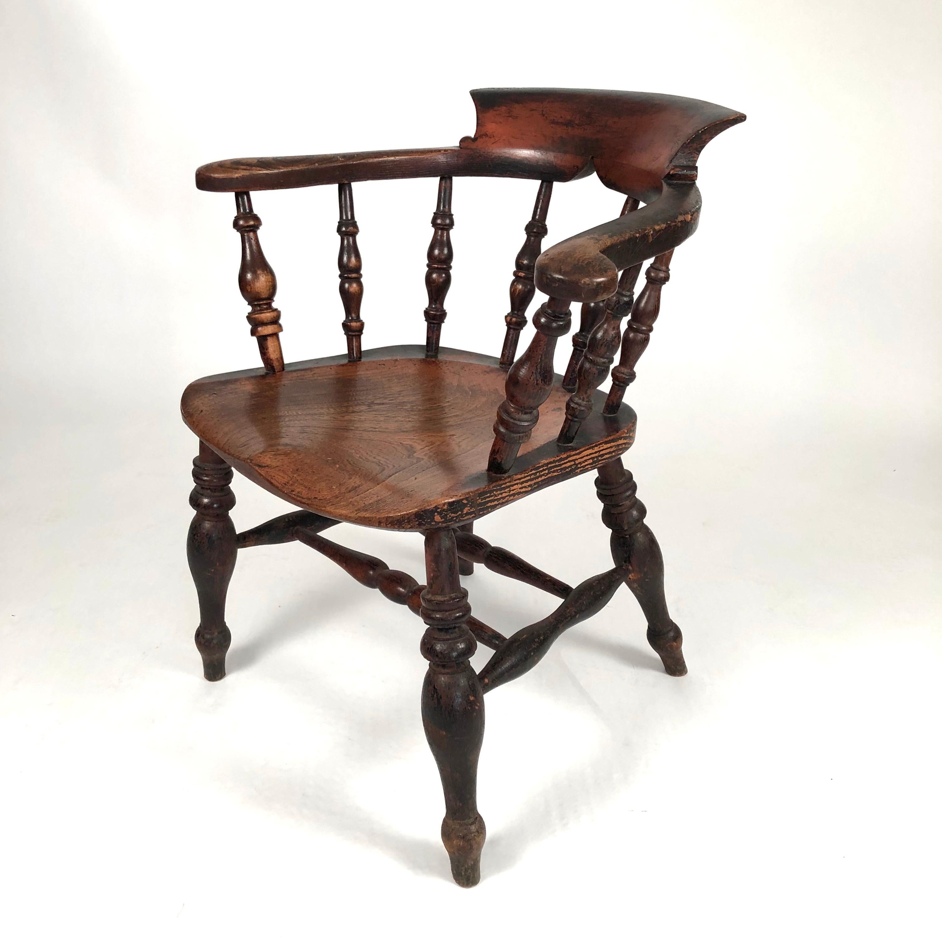 Turned 19th Century English Country Captain's Chair
