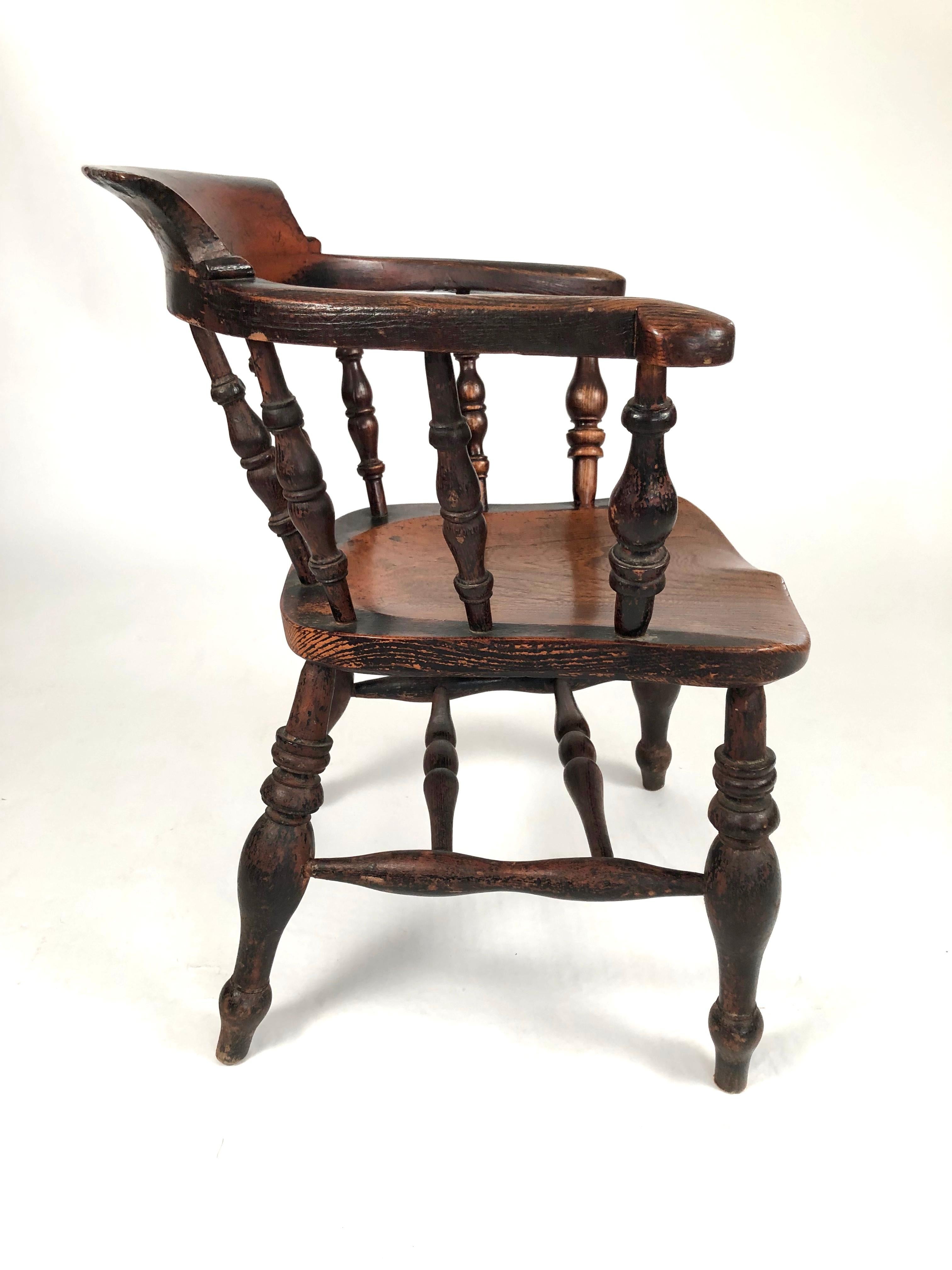 19th Century English Country Captain's Chair In Good Condition In Essex, MA