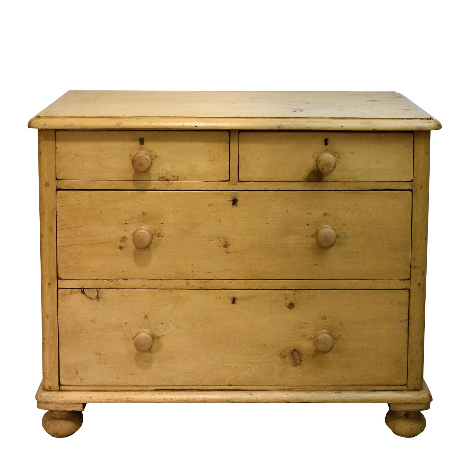 Hand-Crafted 19th Century English Country Chest of Drawers in Pine