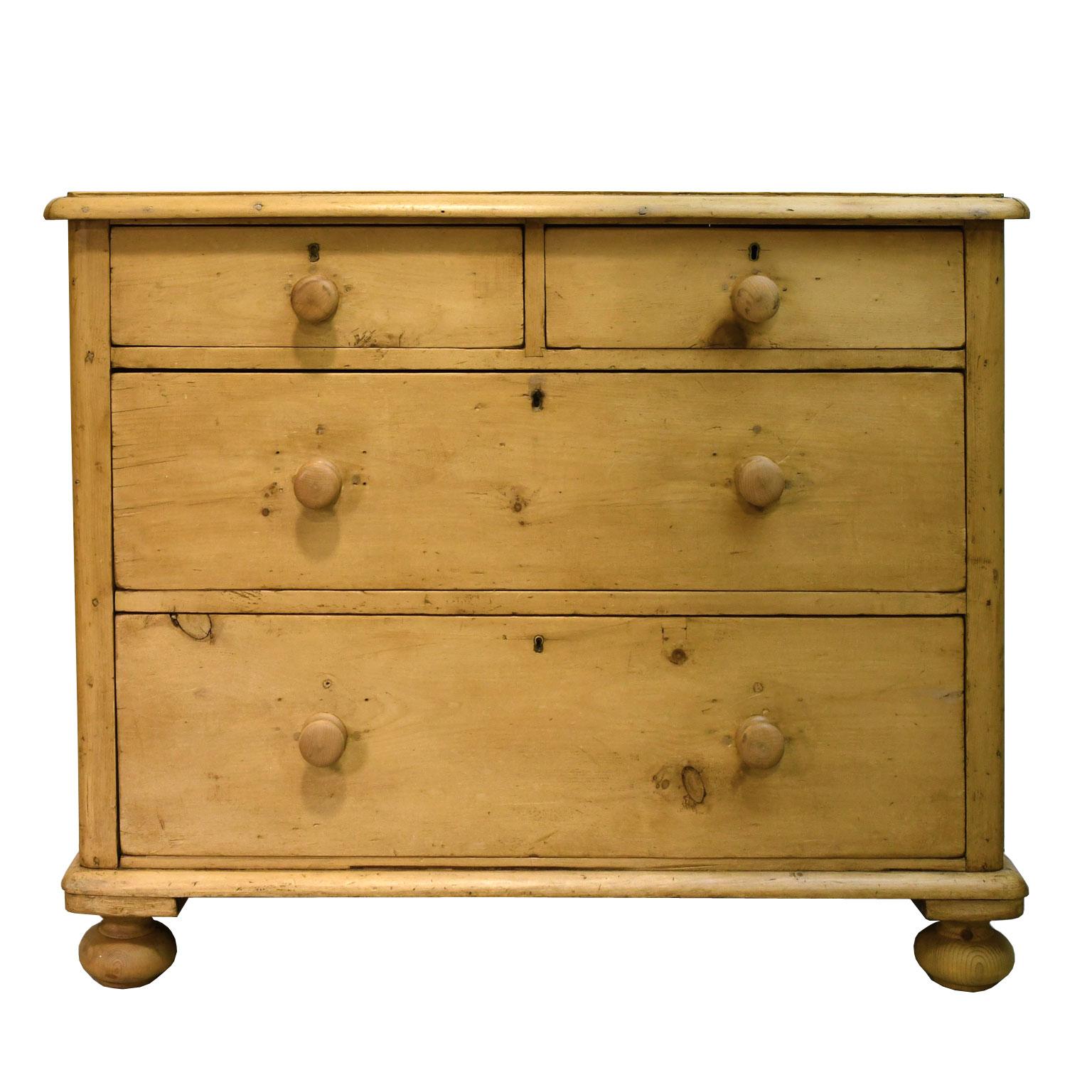 19th Century English Country Chest of Drawers in Pine