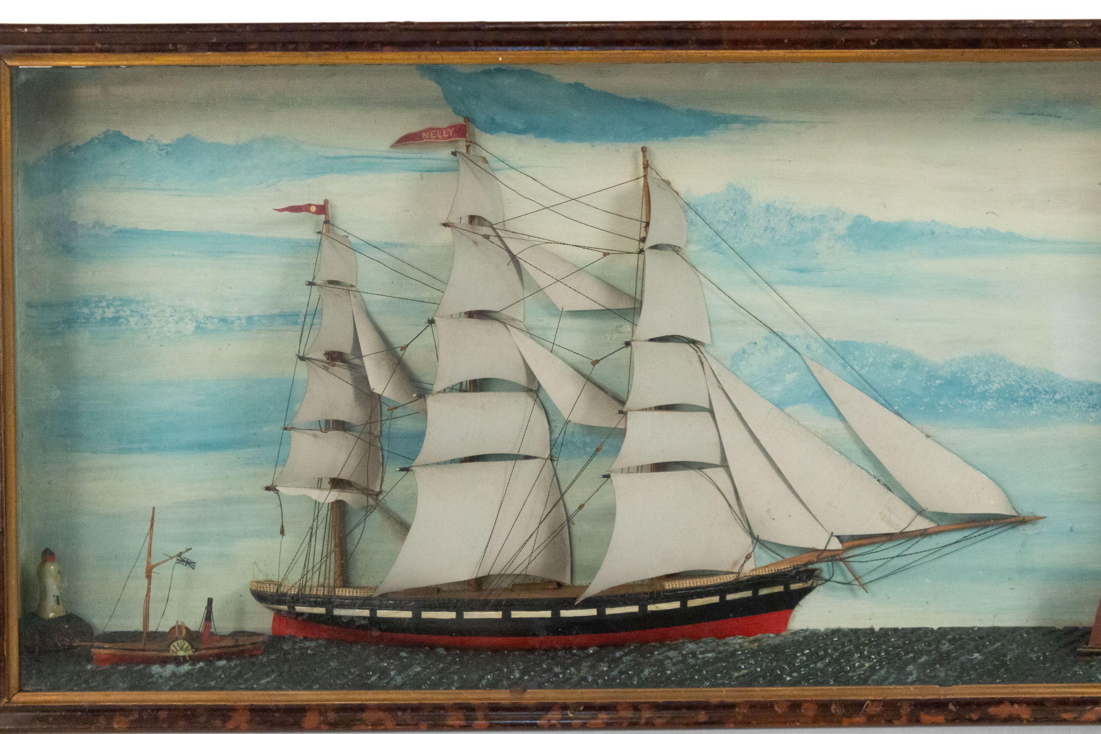 British 19th Century English Country Diorama Clipper Ship Wall Plaque