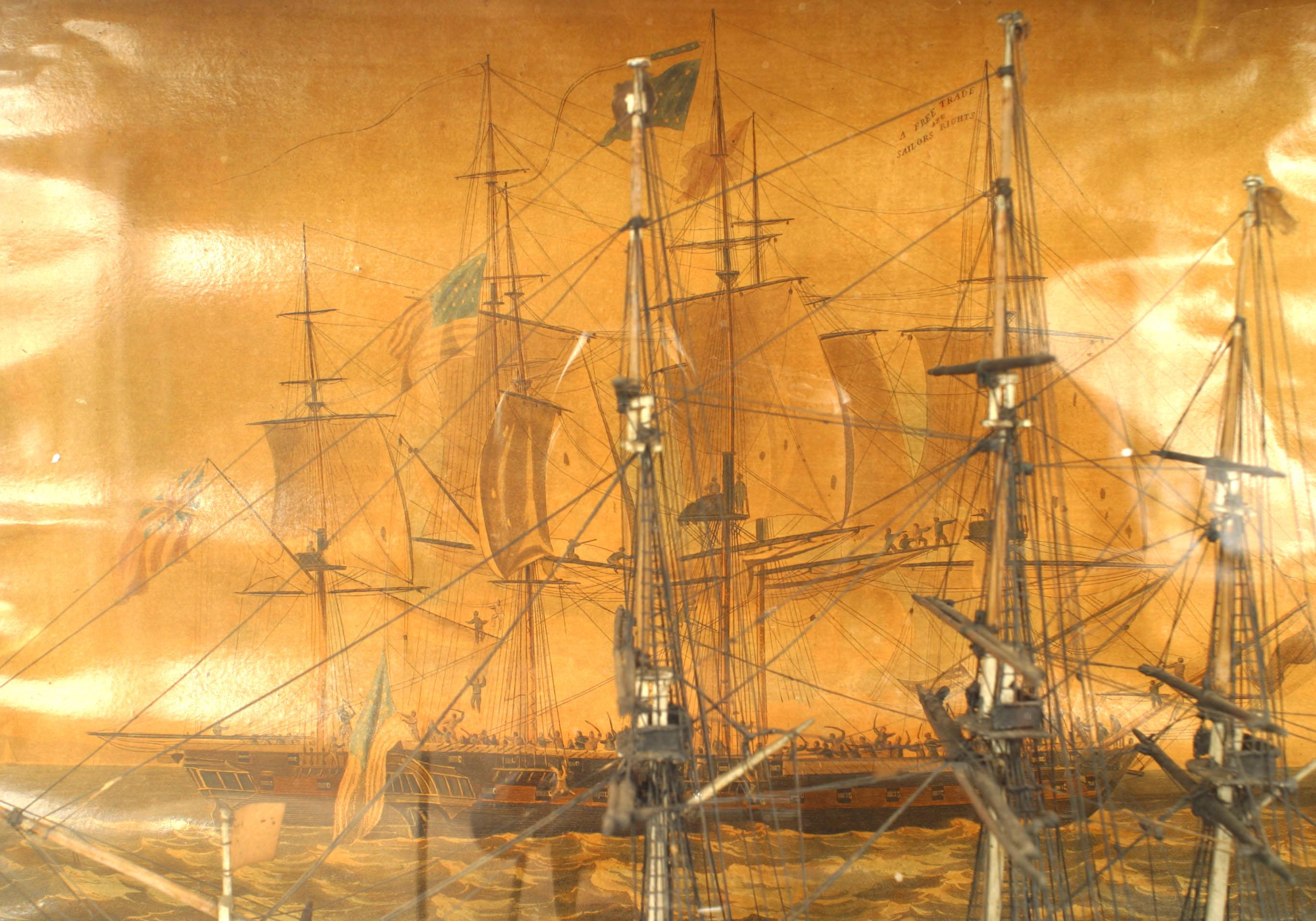 Englische Diorama-Wandtafel mit Clipper-Schiffs aus dem 19. Jahrhundert (amerikanisch) im Angebot