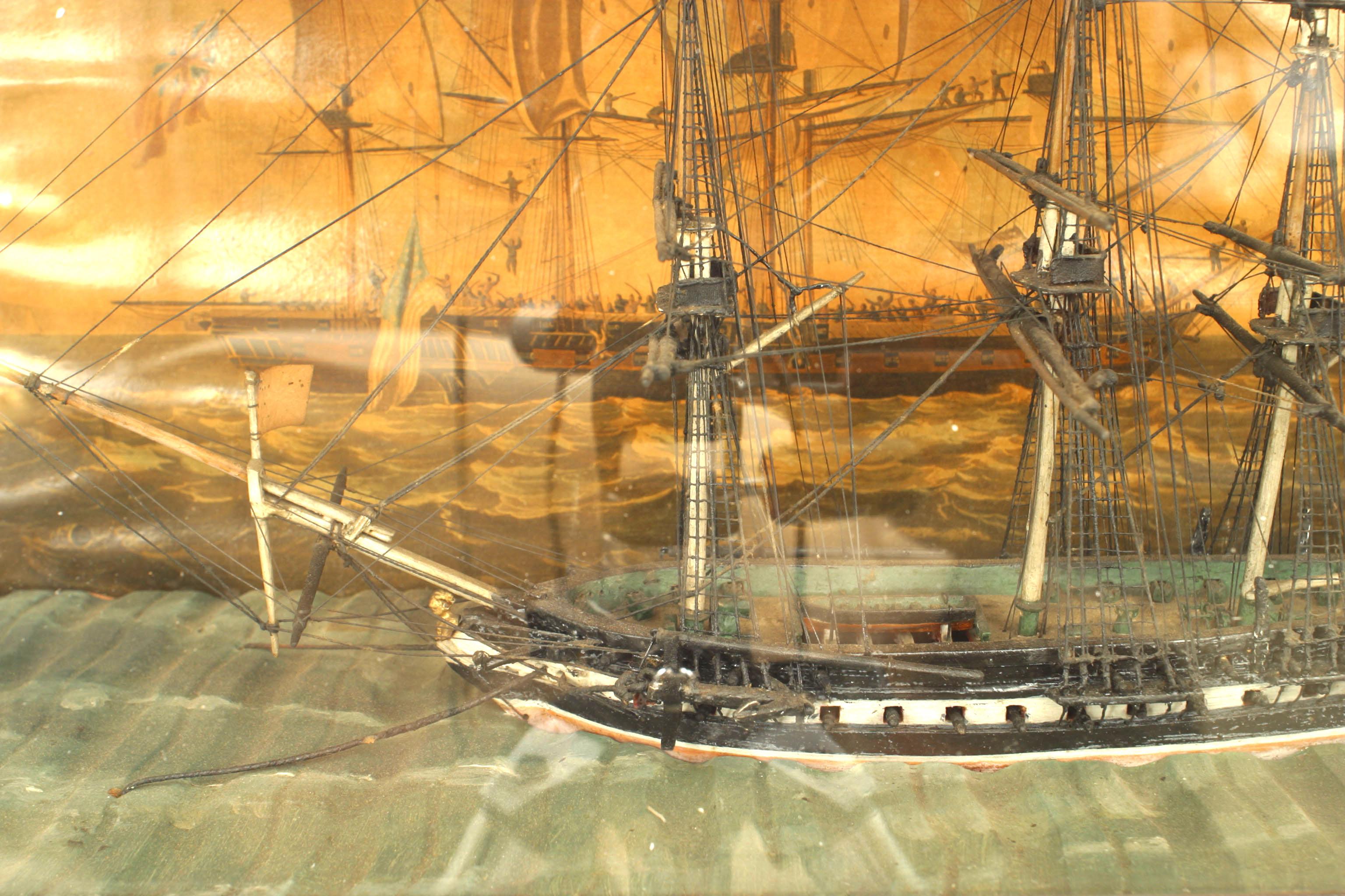 Englische Diorama-Wandtafel mit Clipper-Schiffs aus dem 19. Jahrhundert (Gemalt) im Angebot