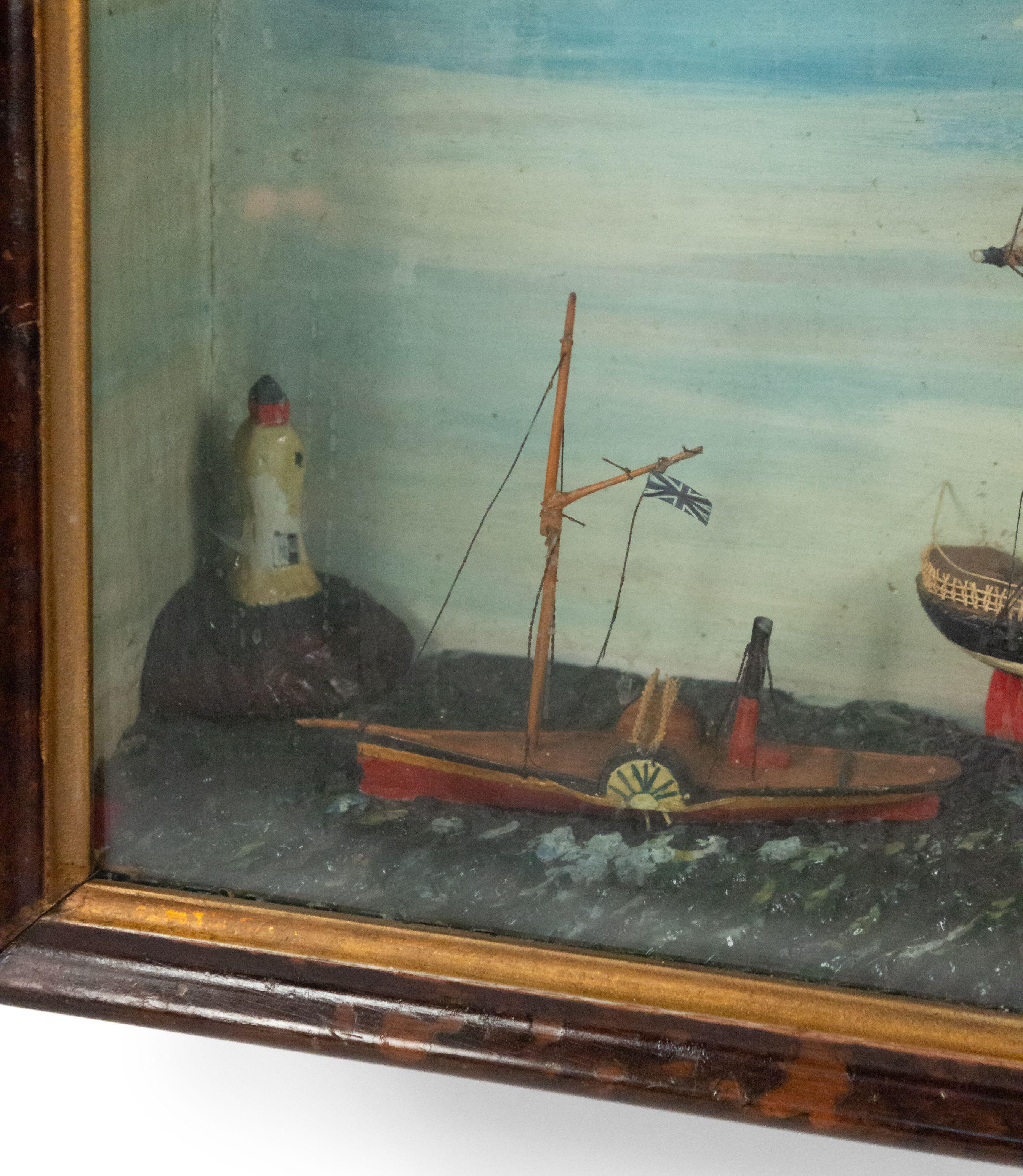 19th Century English Country Diorama Clipper Ship Wall Plaque In Good Condition In New York, NY