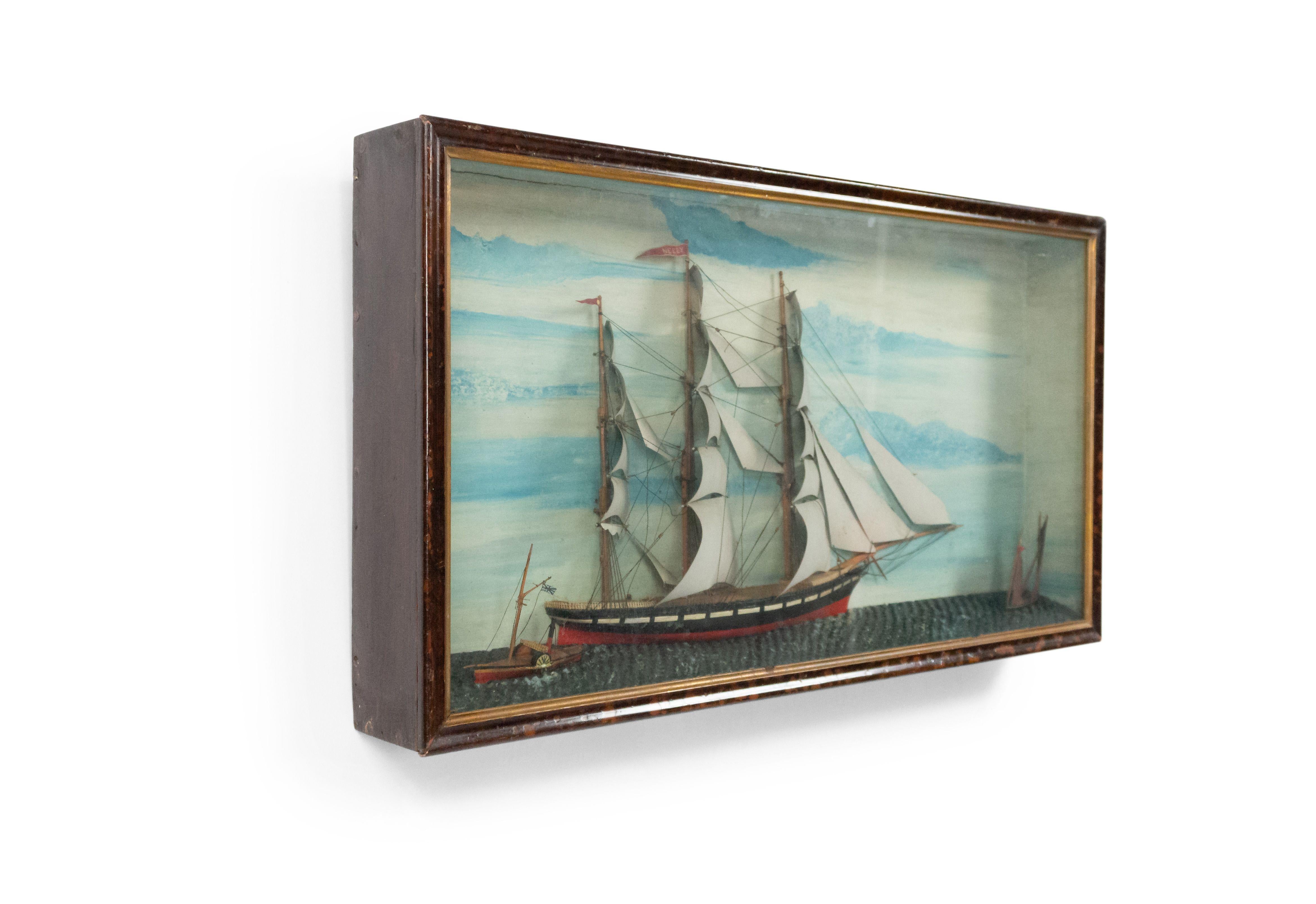 19th Century English Country Diorama Clipper Ship Wall Plaque 1