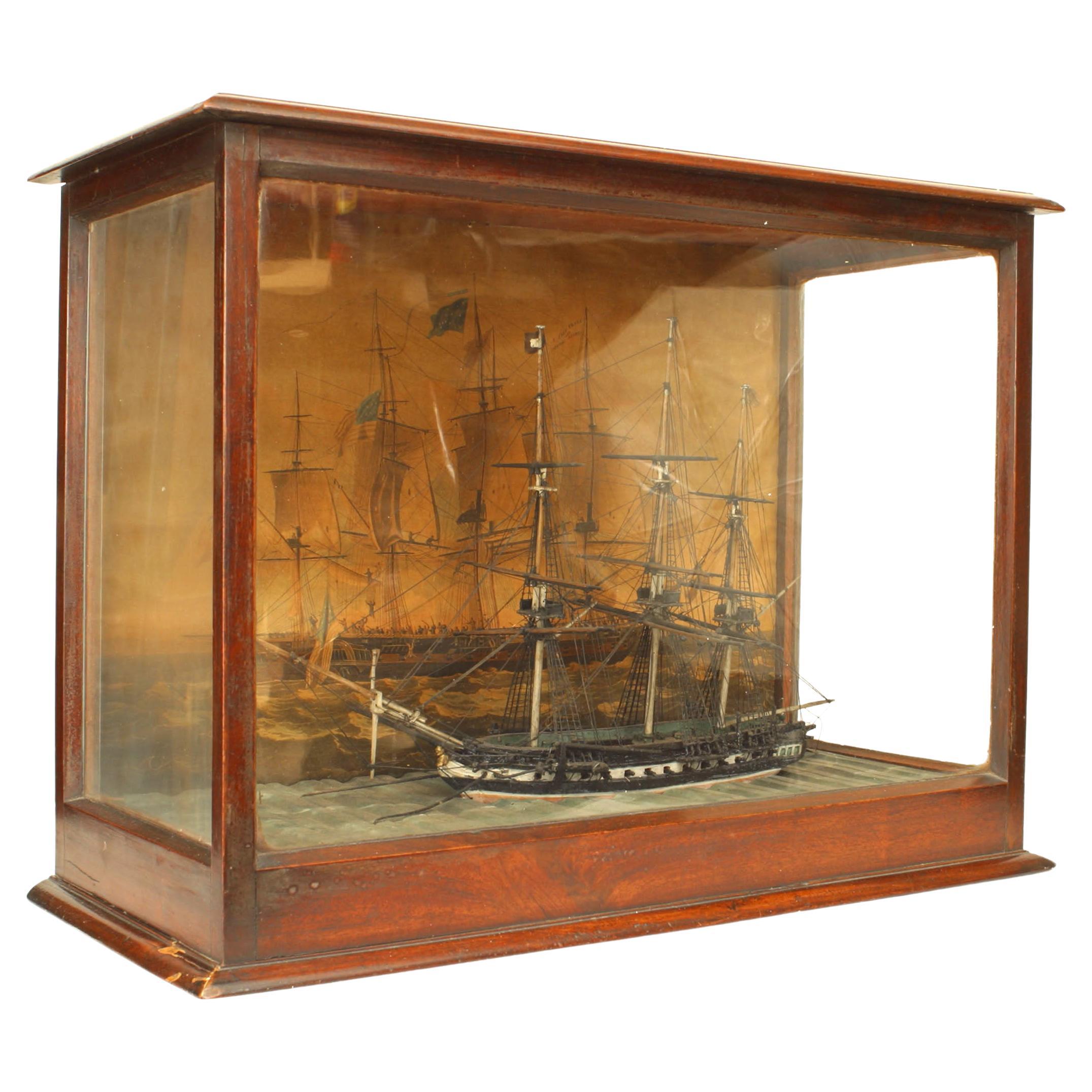 Englische Diorama-Wandtafel mit Clipper-Schiffs aus dem 19. Jahrhundert