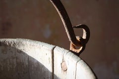 19th Century English Country Garden Green Blue Well Bucket Planter Log Bin