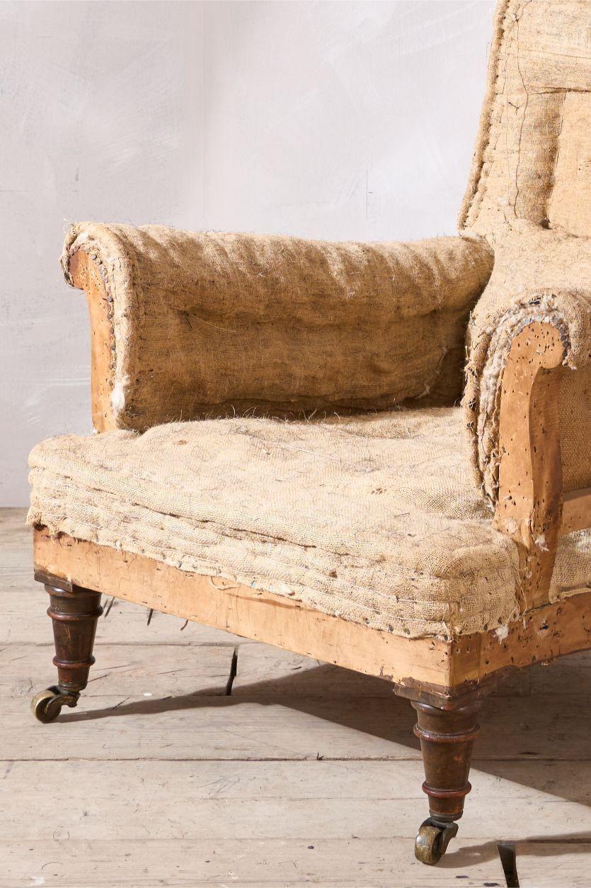If you would like this armchair upholstered please click yes in the upholstery drop down menu. This would require 6 metres of material. You can supply your own or please get in touch and we will send you the list of fabric companies we work