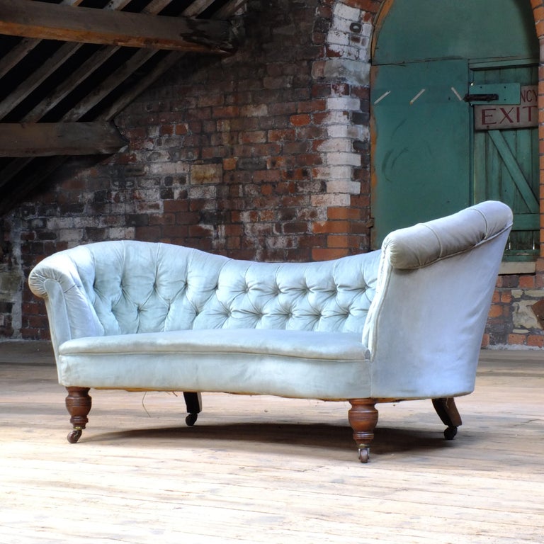 Late Victorian 19th Century English Country House Buttoned Kidney Sofa