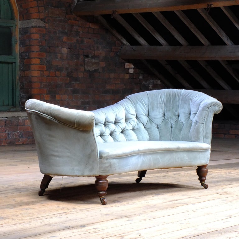 19th Century English Country House Buttoned Kidney Sofa 1