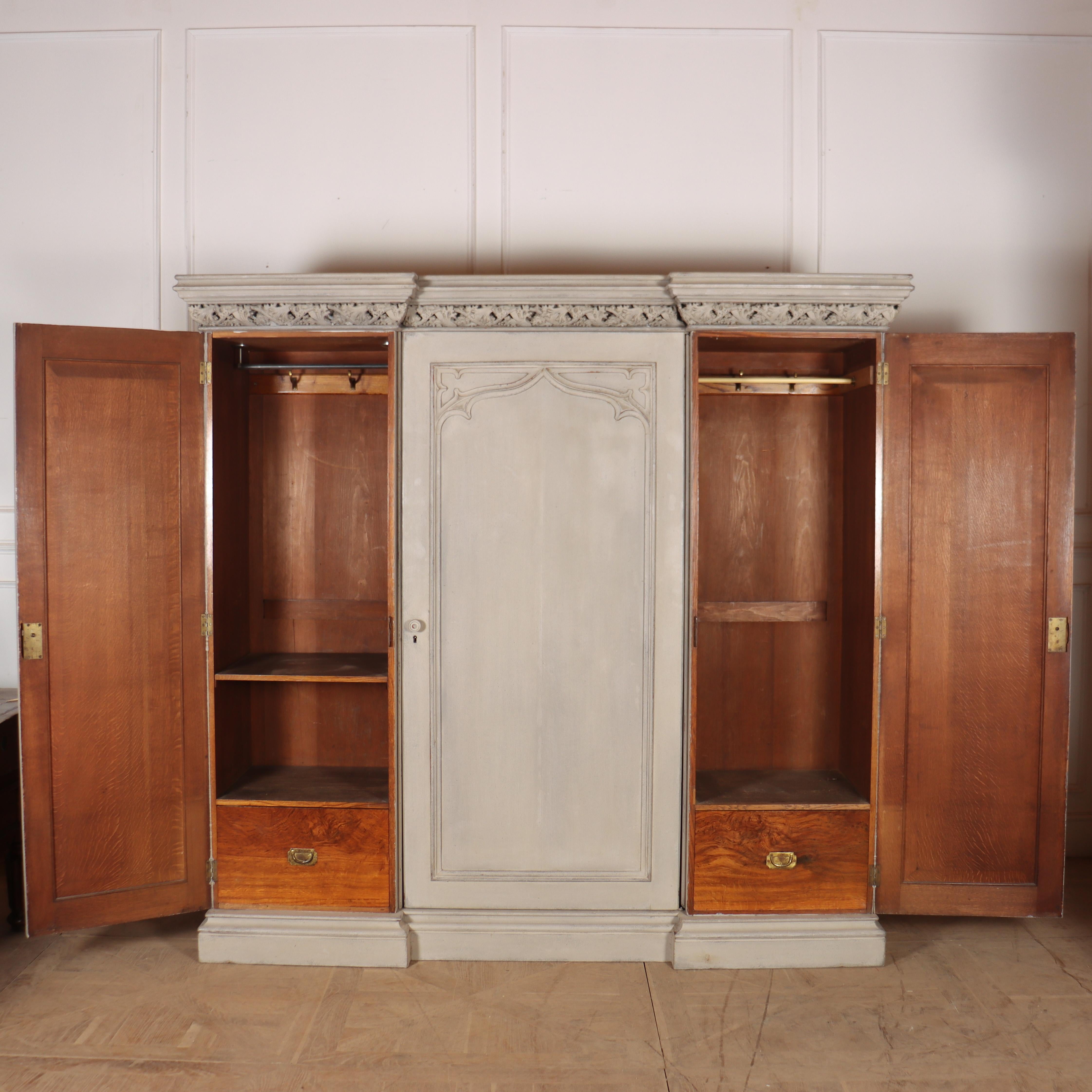 19th Century English Country House Gothic Wardrobe For Sale 1