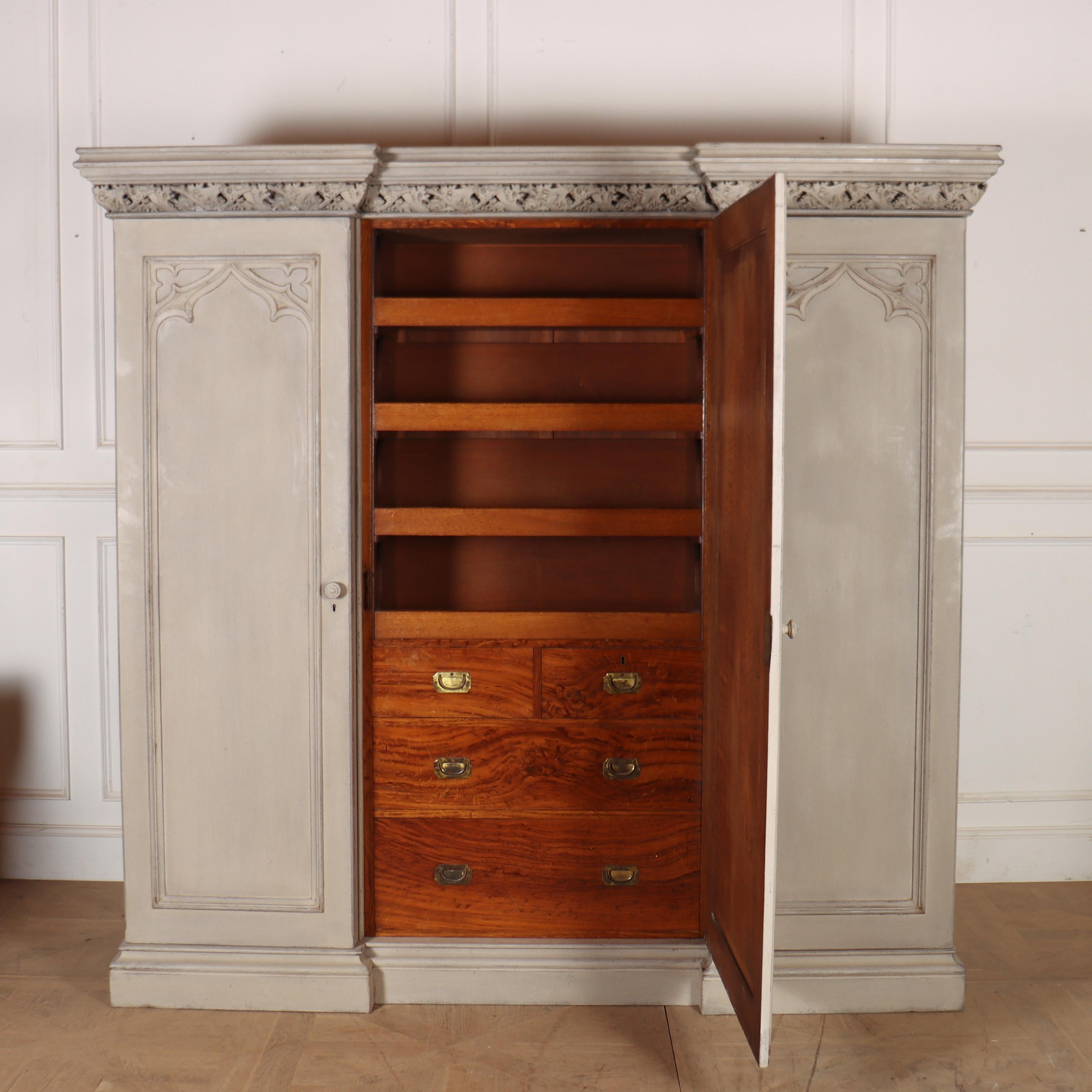 19th Century English Country House Gothic Wardrobe For Sale 2