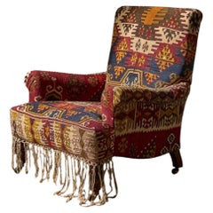 19th Century English country house in antique Kilim upholstery