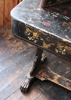 19th Century English Country House Japanned Sofa Table Desk