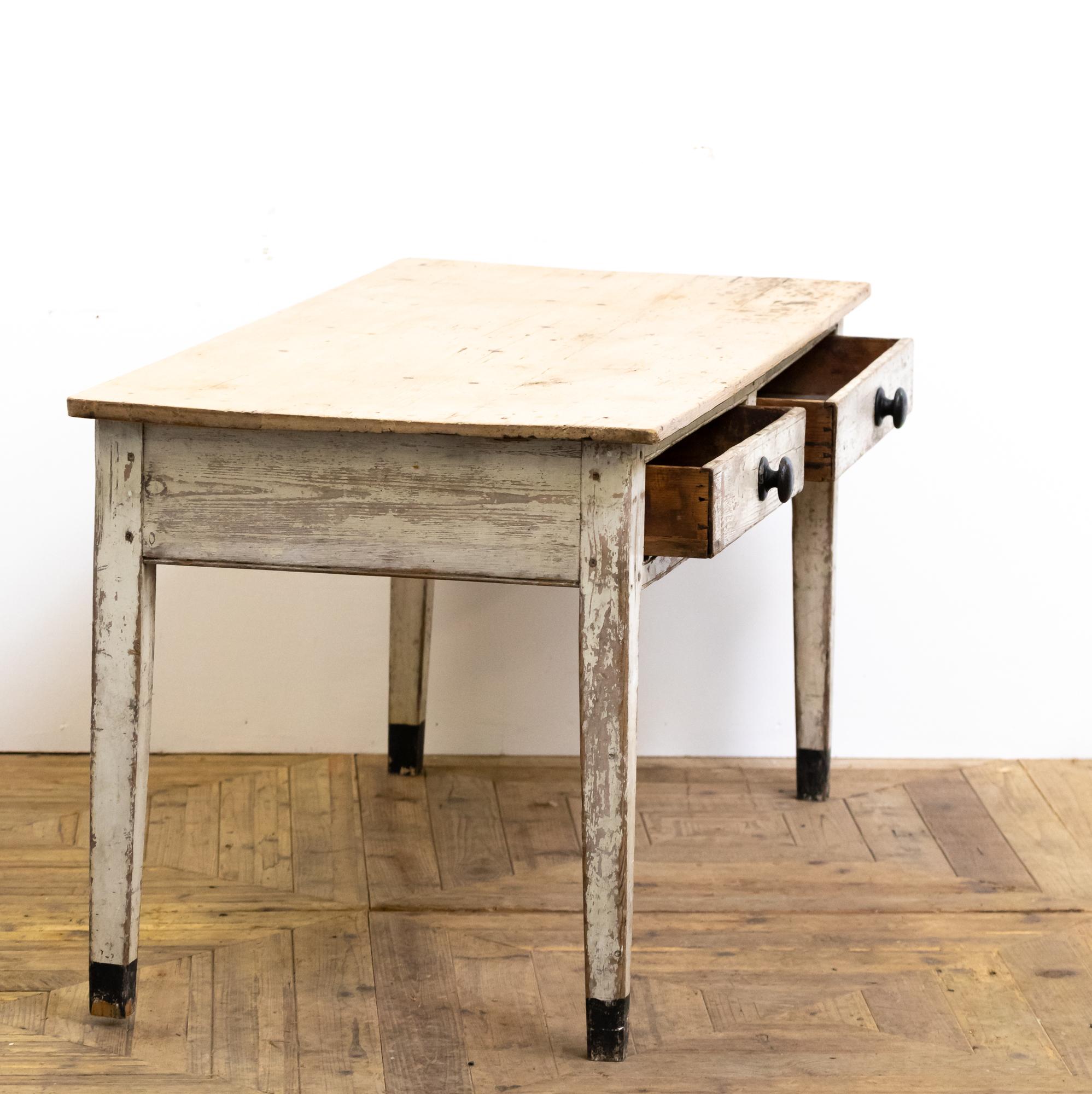British 19th Century English Country House Painted Pine Prep Table For Sale