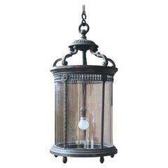 19th Century English Country House Regency Glazed Bronze Hall Lantern Pendant 19th Century English Country House Regency Glazed Bronze Hall Lantern Pendant