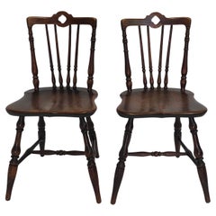 Antique 19th Century English Country Mahogany Pub Side Chairs, Pair
