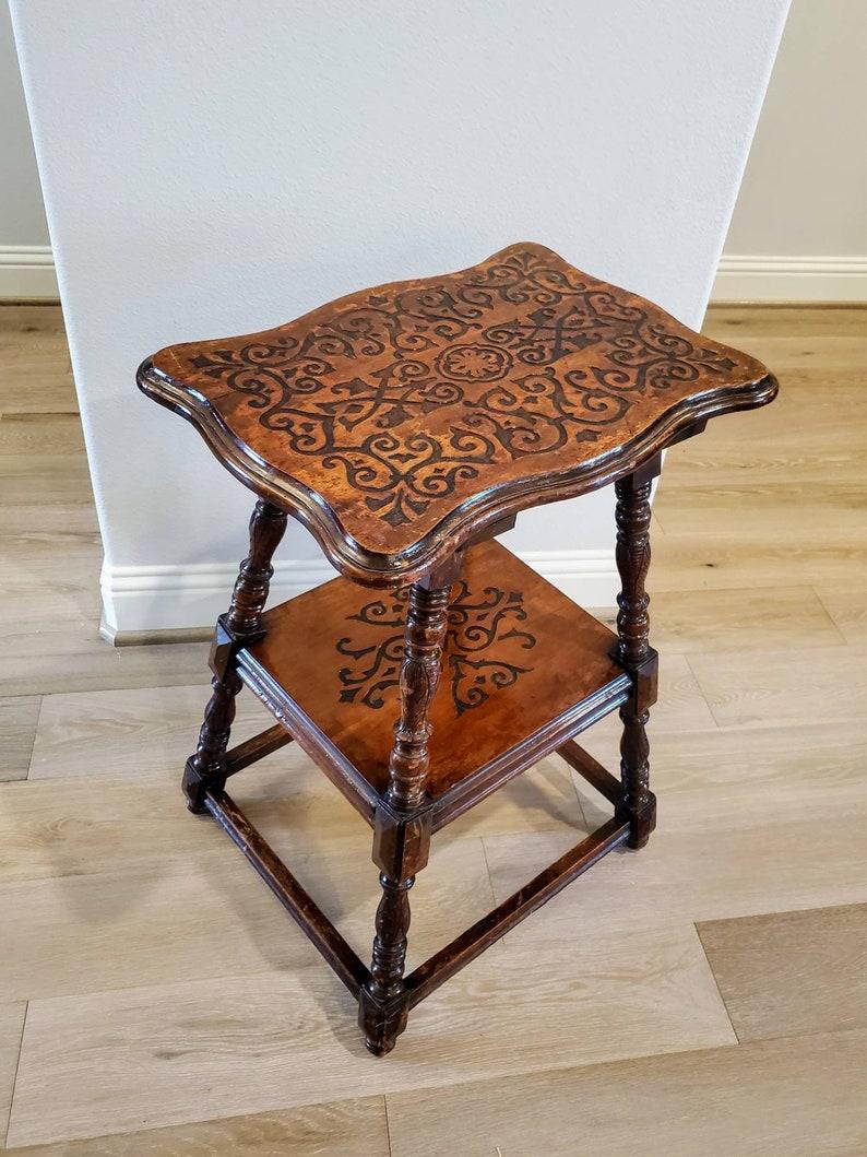 Joinery Antique Country English Tiered Joint Stool Table For Sale