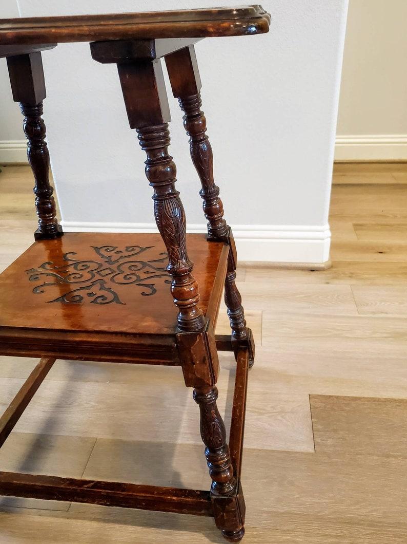 Oak Antique Country English Tiered Joint Stool Table For Sale