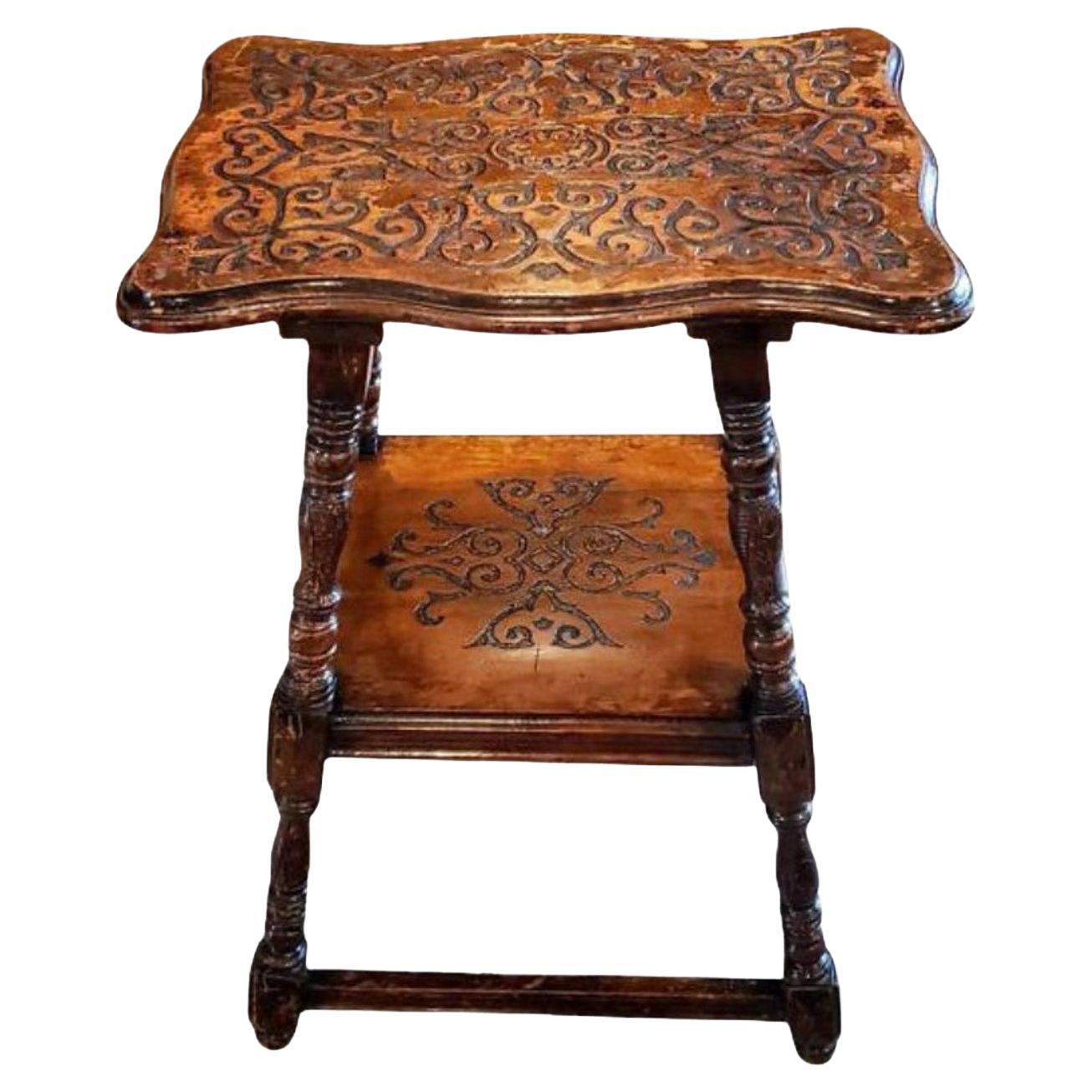 Antique Country English Tiered Joint Stool Table For Sale