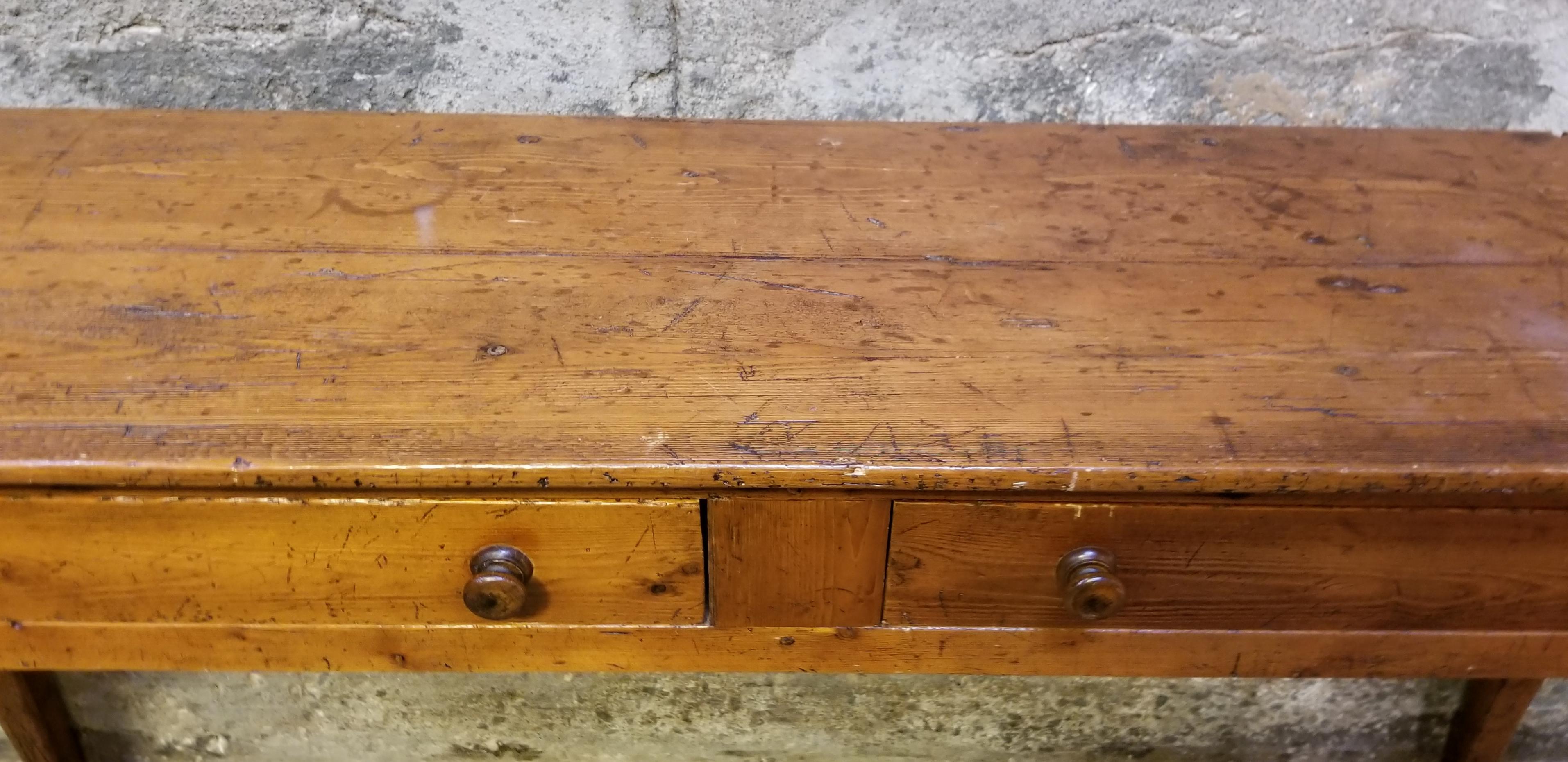 19th Century English Country Pine Console Table 6
