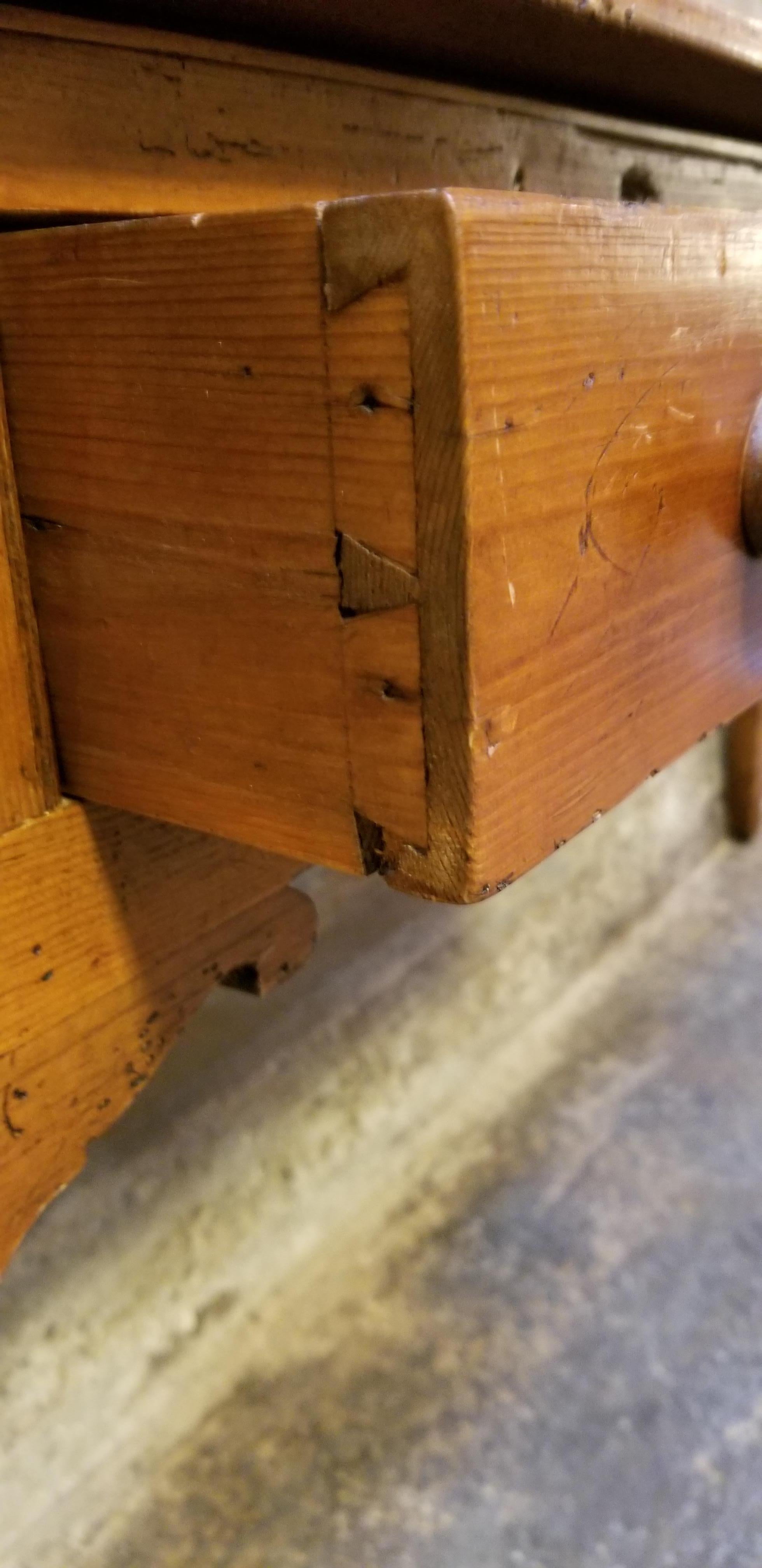 Primitive 19th Century English Country Pine Console Table