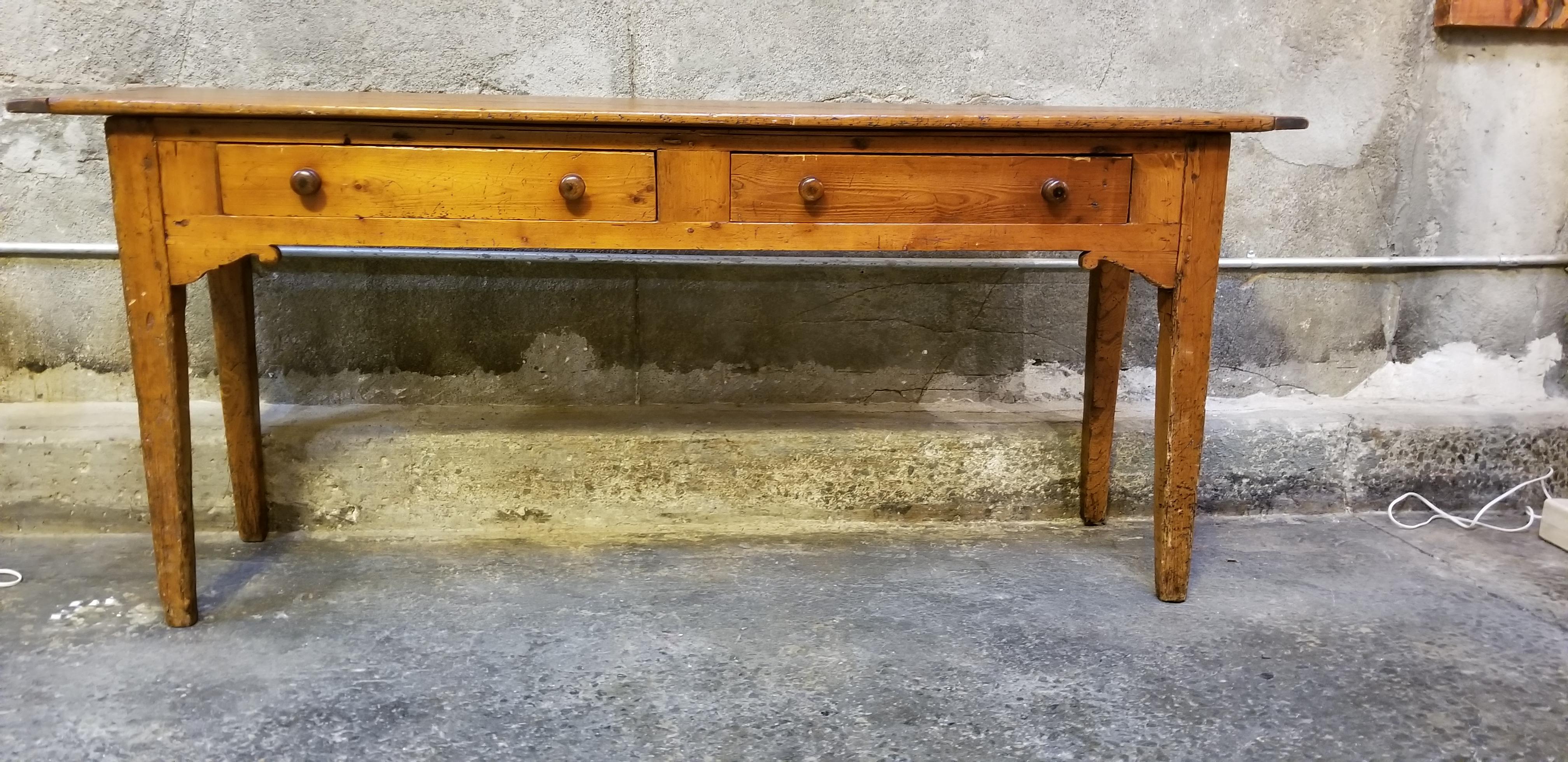 19th Century English Country Pine Console Table 1