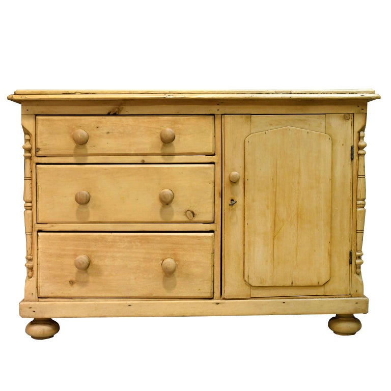 19th Century English Country Pine Dresser With Flight Of Drawers