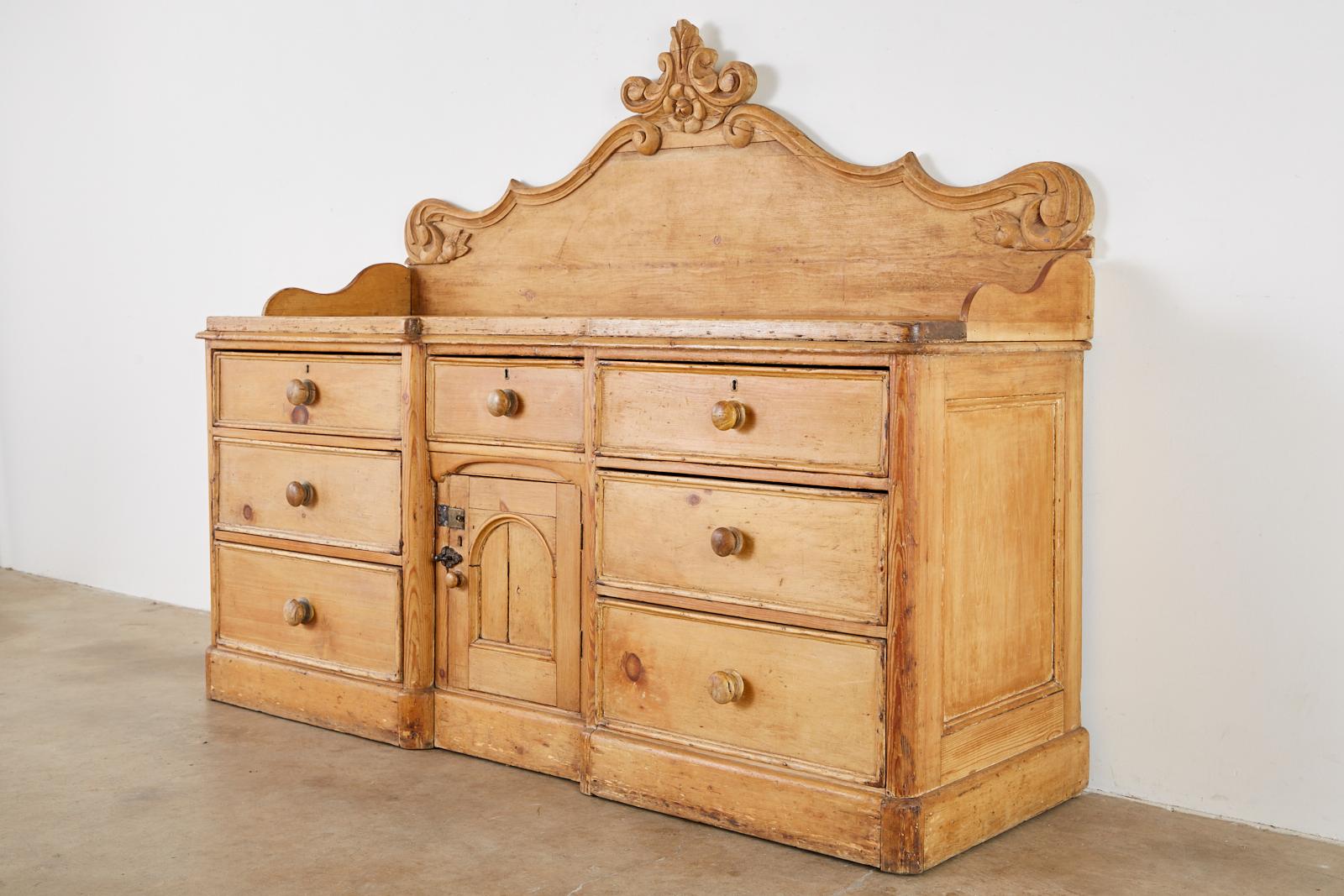 Hand-Crafted 19th Century English Country Pine Sideboard Server or Buffet