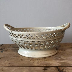 19th Century English Creamware Basket