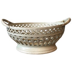 Antique 19th Century English Creamware Basket