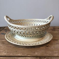 19th Century English Creamware Basket and Underplate