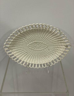 19th Century English Creamware Basketweave Plate or Platter