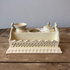 19th Century English Creamware Inkstand