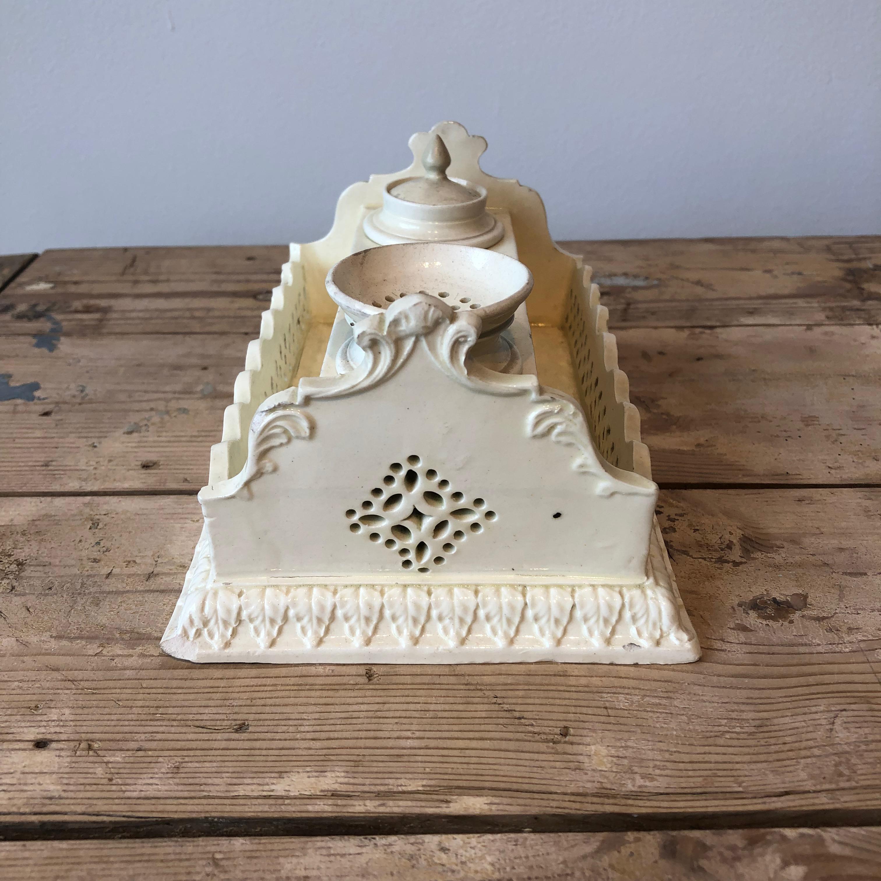 Early 19th Century 19th Century English Creamware Inkstand For Sale