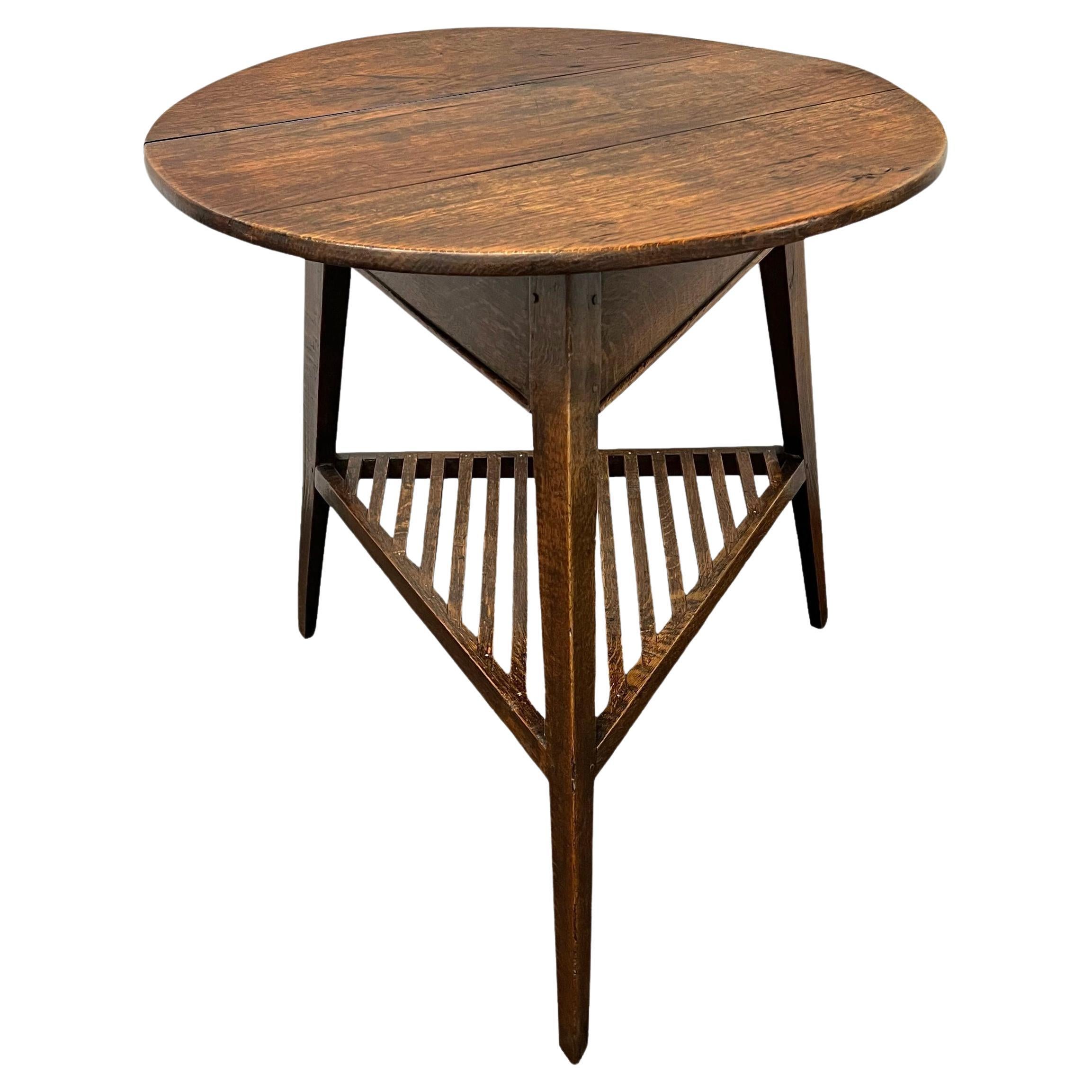 19th Century English Cricket Table with Lattice Shelf For Sale