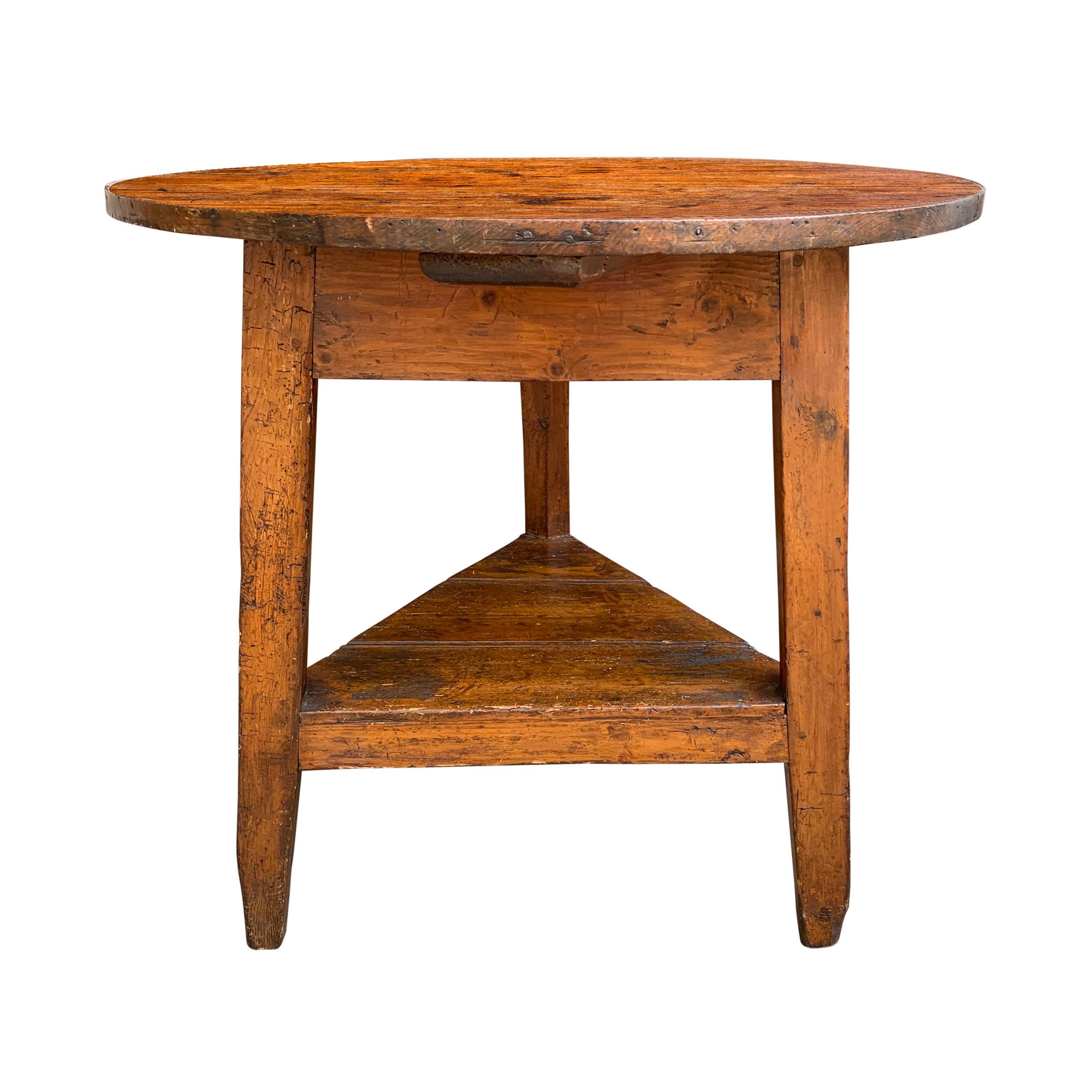 19th Century English Cricket Table with Shelf