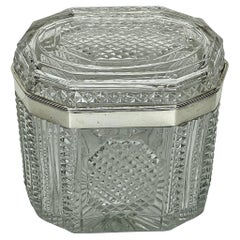 19th Century English Crystal Box with Sterling Silver Fittings