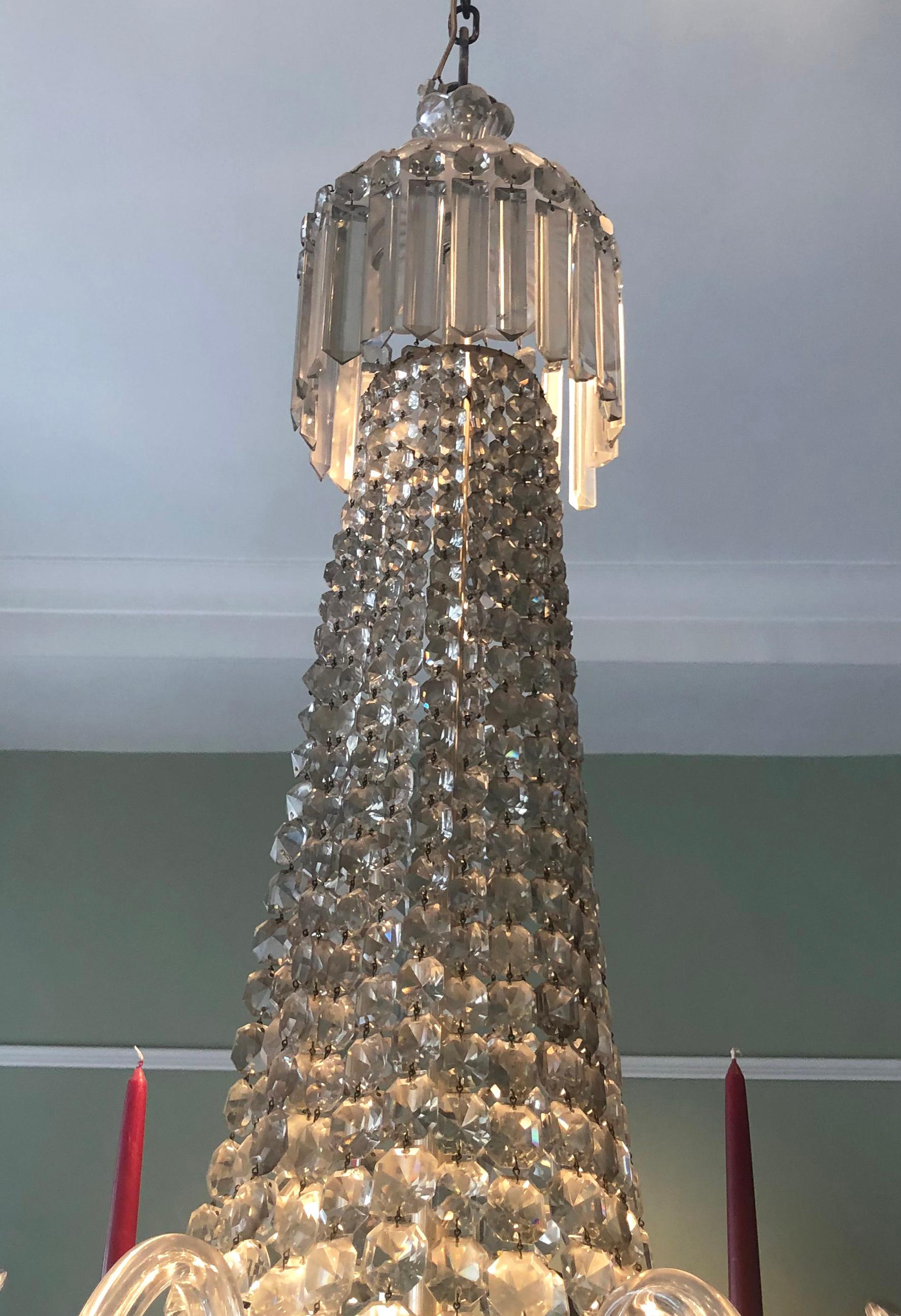 Victorian 19th Century English Cut Glass Chandelier For Sale