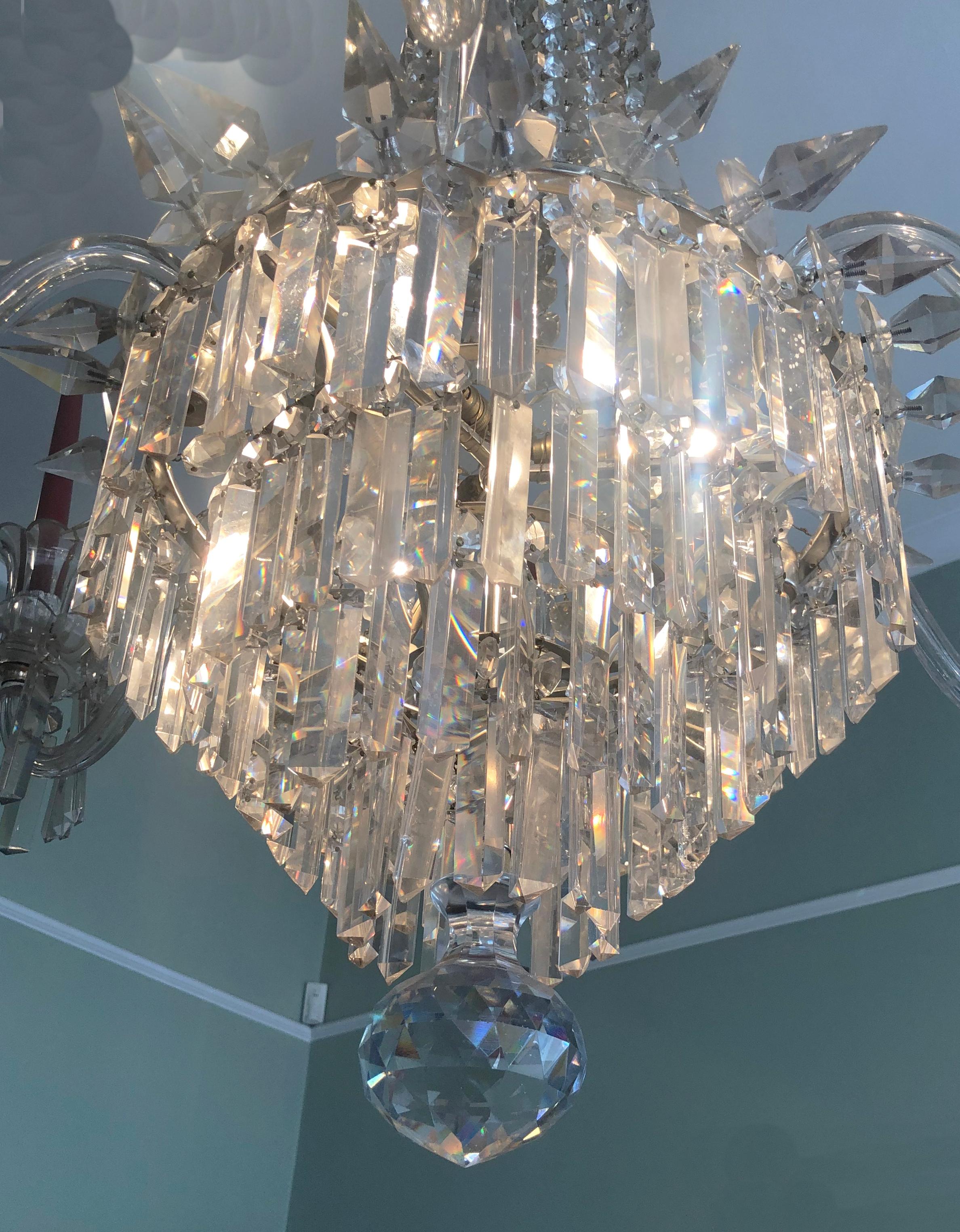 19th Century English Cut Glass Chandelier In Good Condition For Sale In London, GB
