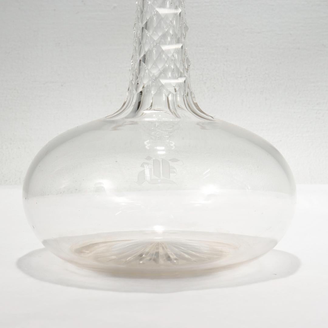 19th Century English Cut Glass Decanters with an Elongated Neck For Sale 9